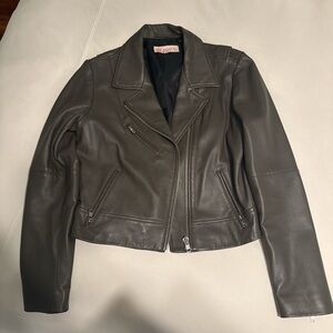 Wythe NY Women's Dark Gray Leather Moto Jacket